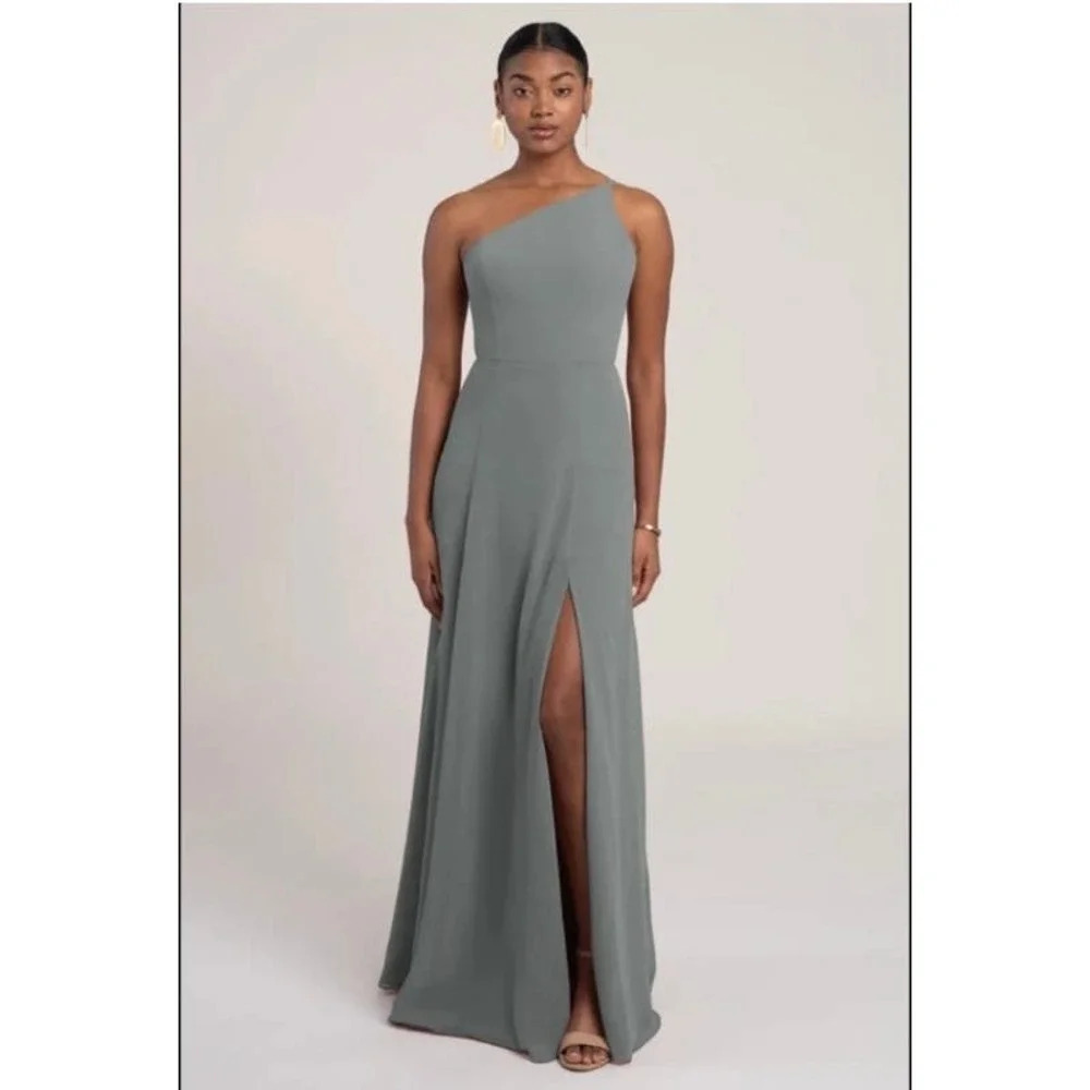 Jenny Yoo collection Kora one shoulder chiffon bridesmaid dress sz 2